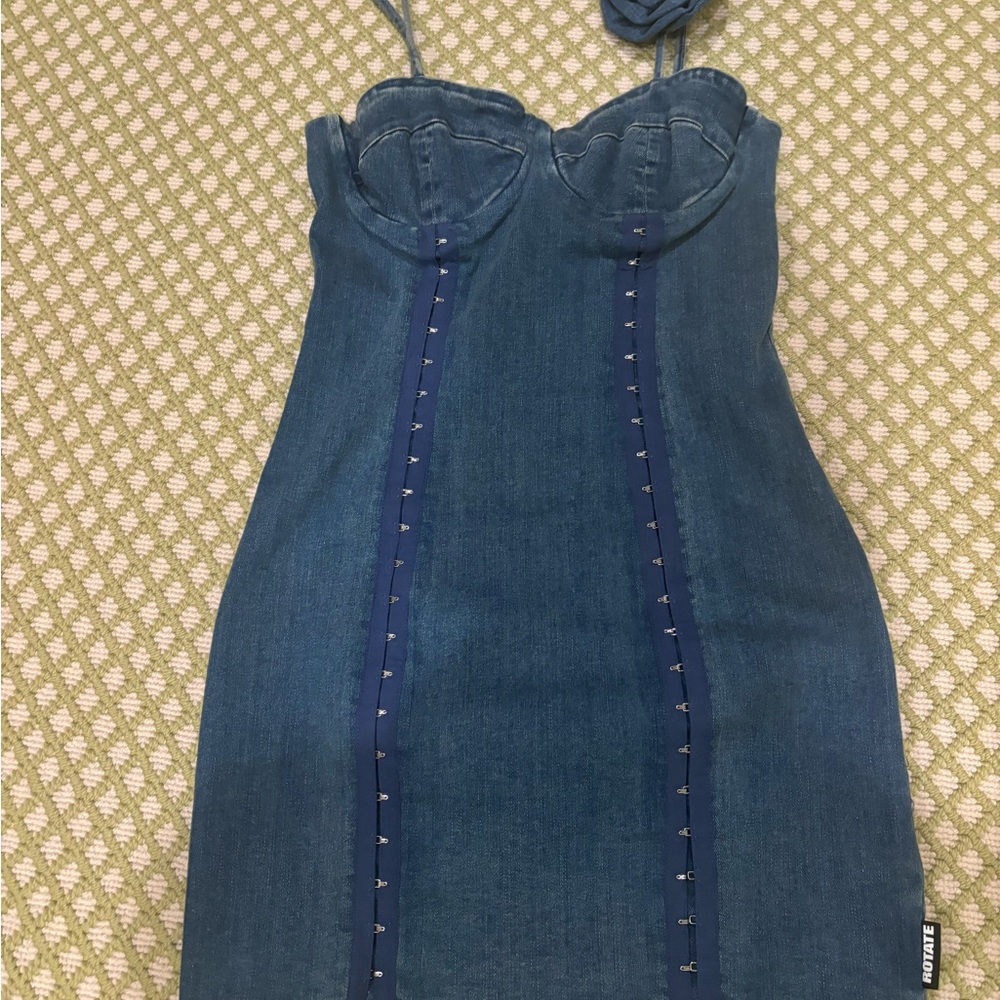 Blue Embellished Sleeveless Bodycon Mini Dress